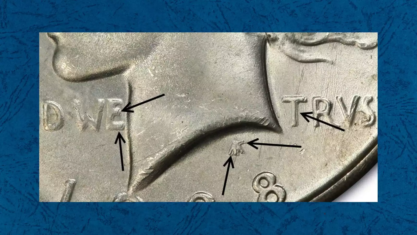 1928-S VAM-3 Doubled Motto Peace Dollar – close-up of reverse showing doubling on IN GOD WE TRVST motto